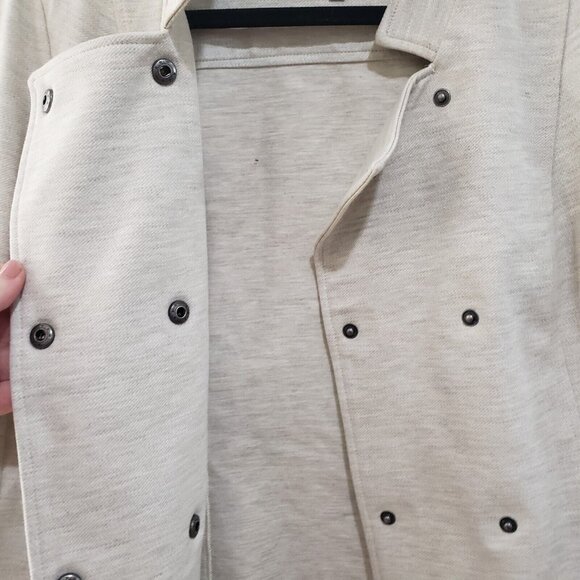 Cabi Womens Charlie Jacket Oatmeal Knit Moto Double Breasted Blazer 3028 M - Picture 7 of 8